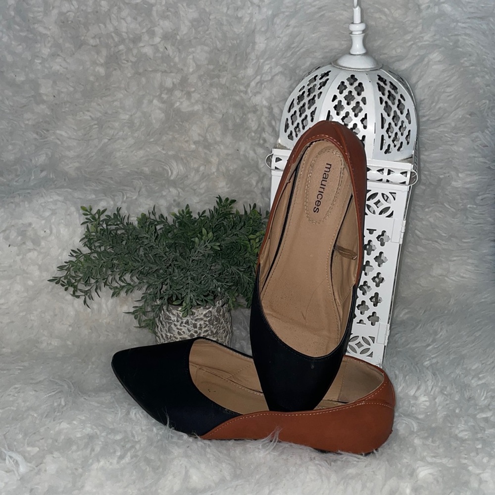 Black and brown gold flats